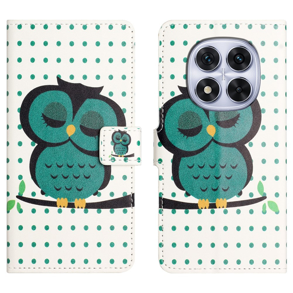 For Xiaomi Poco M8 Pro 5G / Redmi Note 15 Pro+ 5G (Global) Case Pattern Print PU Leather Wallet Phone Cover - Dots Owl