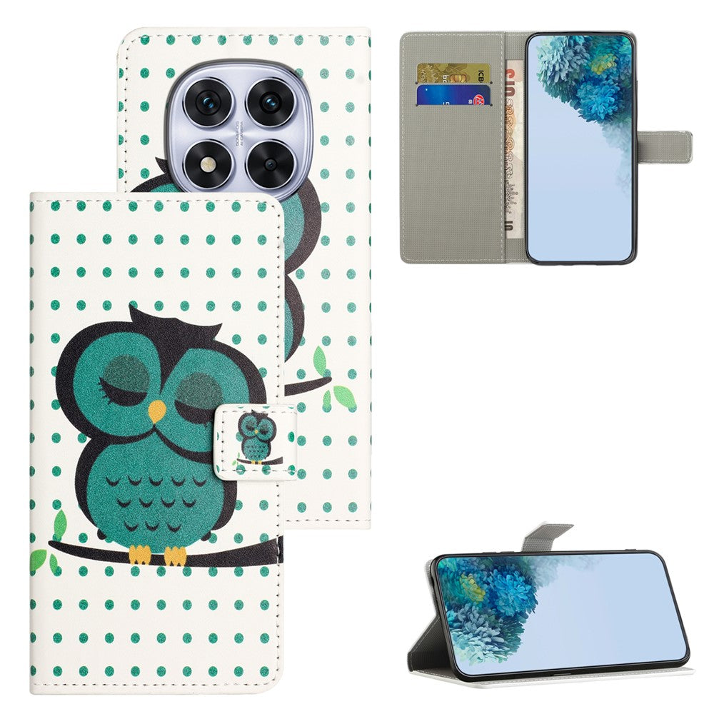 For Xiaomi Poco M8 Pro 5G / Redmi Note 15 Pro+ 5G (Global) Case Pattern Print PU Leather Wallet Phone Cover - Dots Owl