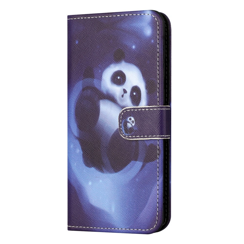 For Xiaomi Redmi Note 15 Pro 5G (Global) Case Pattern Print PU Leather Wallet Phone Cover Cross Texture - Panda