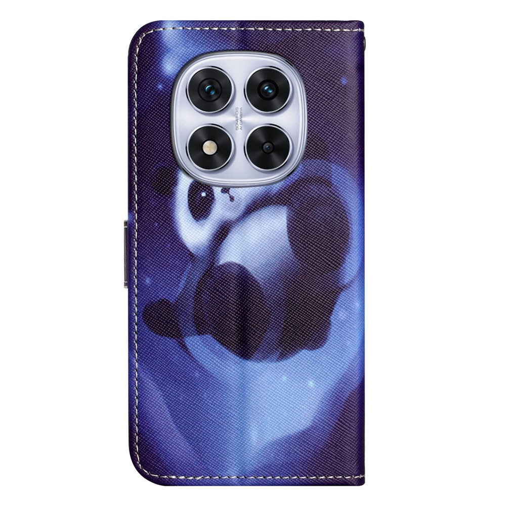 For Xiaomi Redmi Note 15 Pro 5G (Global) Case Pattern Print PU Leather Wallet Phone Cover Cross Texture - Panda