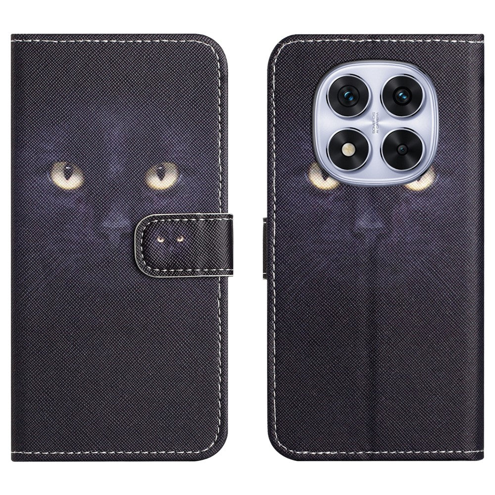 For Xiaomi Redmi Note 15 Pro 5G (Global) Case Pattern Print PU Leather Wallet Phone Cover Cross Texture - Cat's Eye