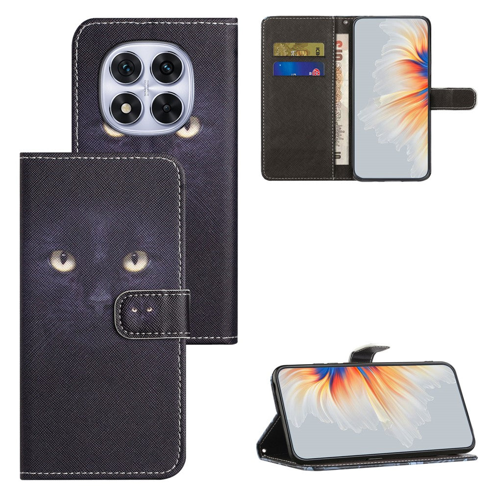 For Xiaomi Redmi Note 15 Pro 5G (Global) Case Pattern Print PU Leather Wallet Phone Cover Cross Texture - Cat's Eye