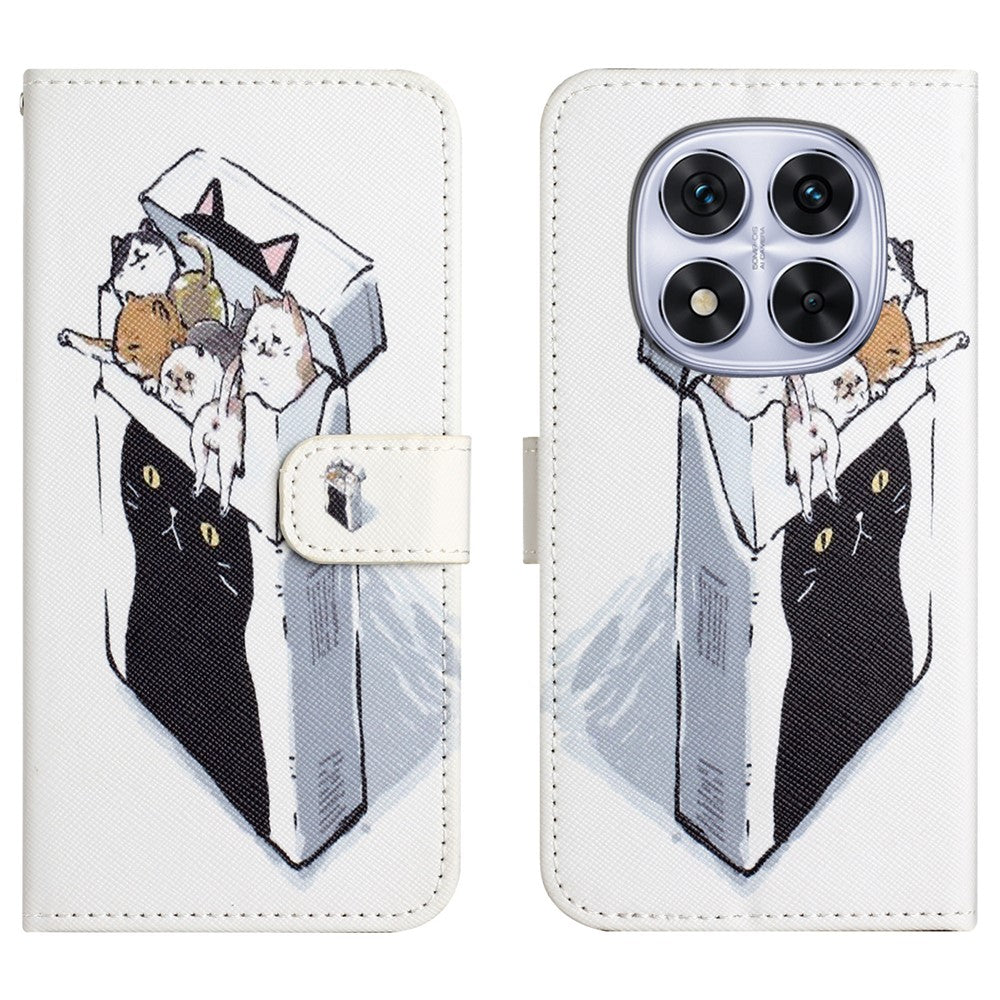 For Xiaomi Redmi Note 15 Pro 5G (Global) Case Pattern Print PU Leather Wallet Phone Cover Cross Texture - Cats