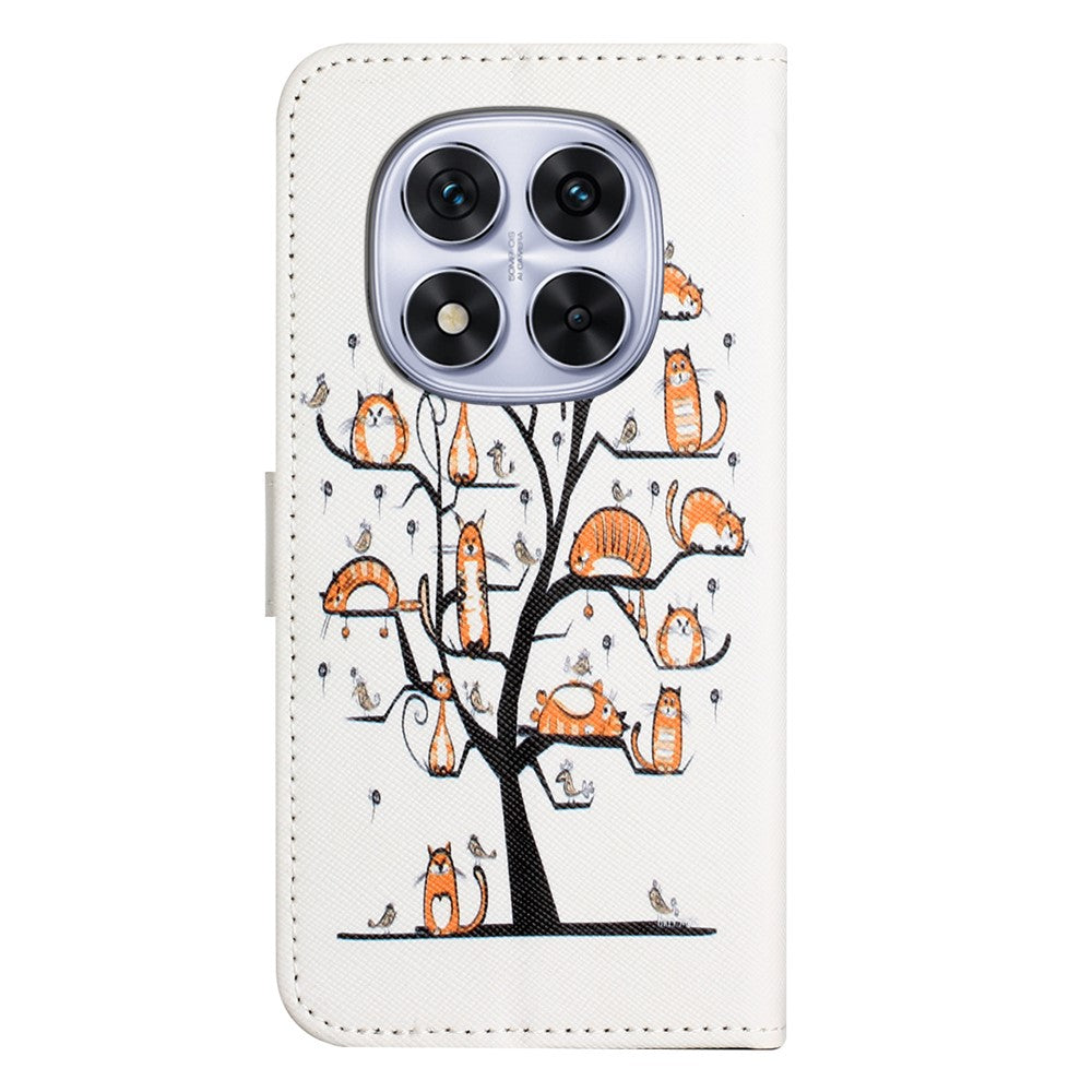 For Xiaomi Redmi Note 15 Pro 5G (Global) Case Pattern Print PU Leather Wallet Phone Cover Cross Texture - Cat and Tree