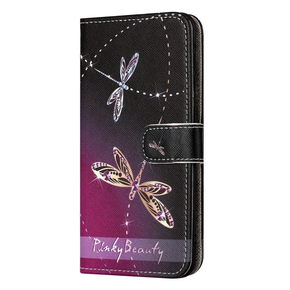For Xiaomi Poco M8 Pro 5G / Redmi Note 15 Pro+ 5G (Global) Case Pattern Print PU Leather Wallet Phone Cover Cross Texture - Dragonfly