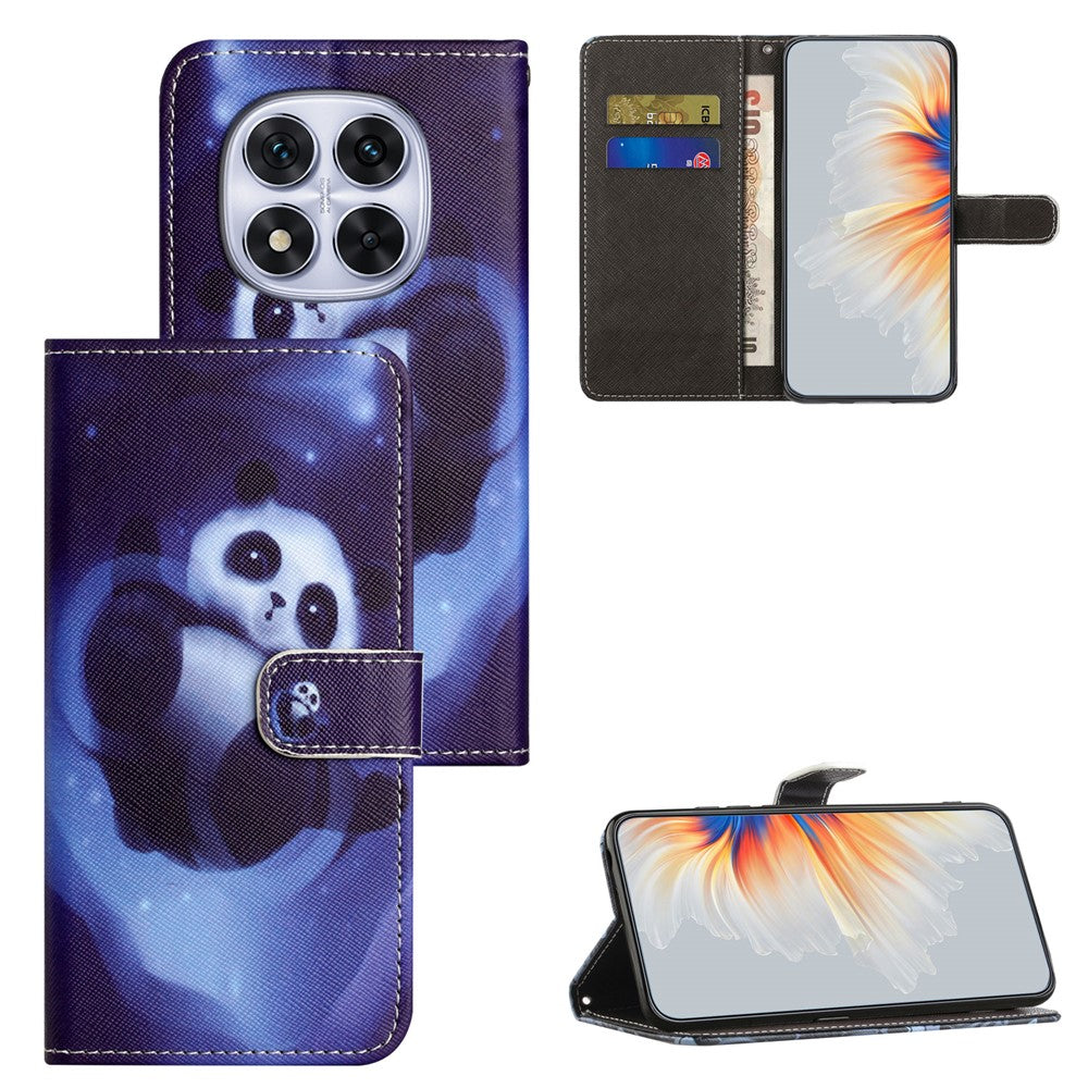 For Xiaomi Poco M8 Pro 5G / Redmi Note 15 Pro+ 5G (Global) Case Pattern Print PU Leather Wallet Phone Cover Cross Texture - Panda