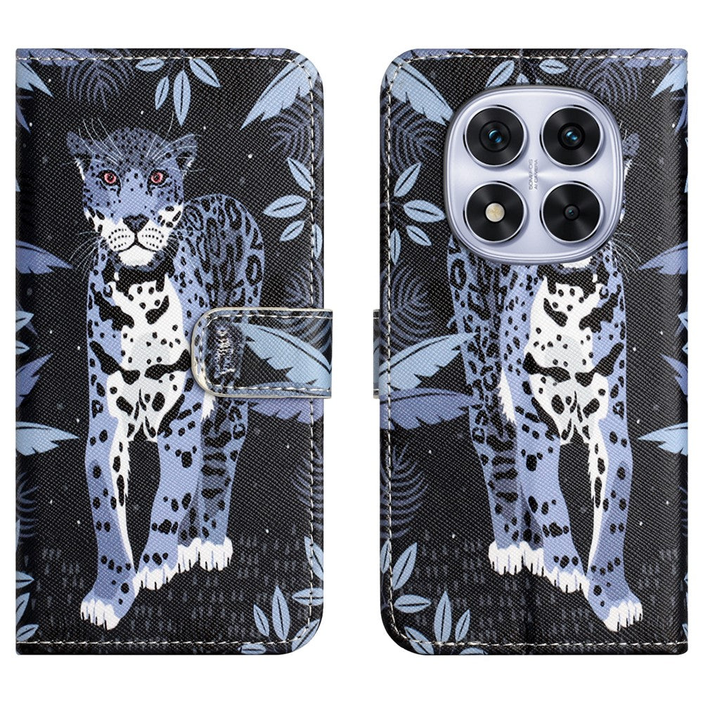 For Xiaomi Poco M8 Pro 5G / Redmi Note 15 Pro+ 5G (Global) Case Pattern Print PU Leather Wallet Phone Cover Cross Texture - Leopard