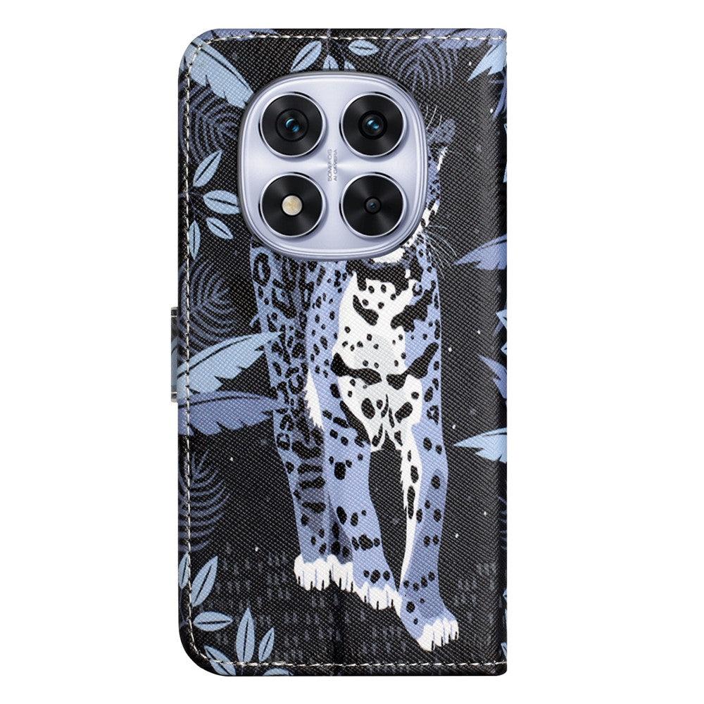 For Xiaomi Poco M8 Pro 5G / Redmi Note 15 Pro+ 5G (Global) Case Pattern Print PU Leather Wallet Phone Cover Cross Texture - Leopard