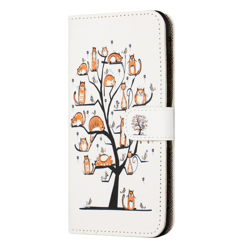 For Xiaomi Poco M8 Pro 5G / Redmi Note 15 Pro+ 5G (Global) Case Pattern Print PU Leather Wallet Phone Cover Cross Texture - Cat and Tree