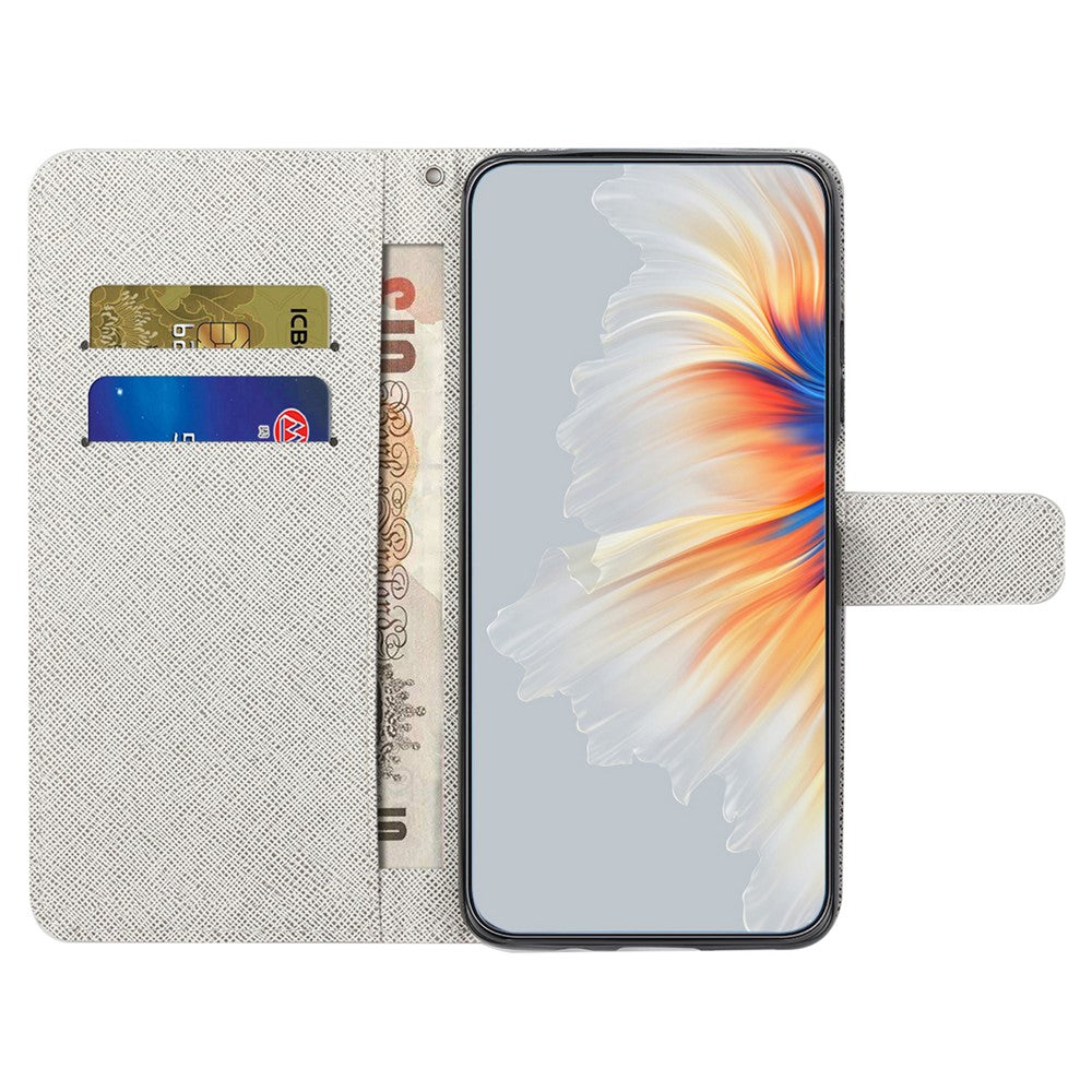 For Xiaomi Poco M8 Pro 5G / Redmi Note 15 Pro+ 5G (Global) Case Pattern Print PU Leather Wallet Phone Cover Cross Texture - Feather