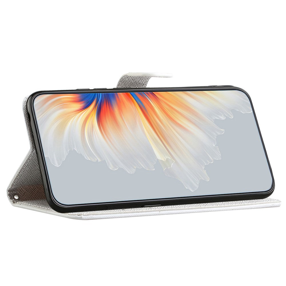 For Xiaomi Poco M8 Pro 5G / Redmi Note 15 Pro+ 5G (Global) Case Pattern Print PU Leather Wallet Phone Cover Cross Texture - Feather