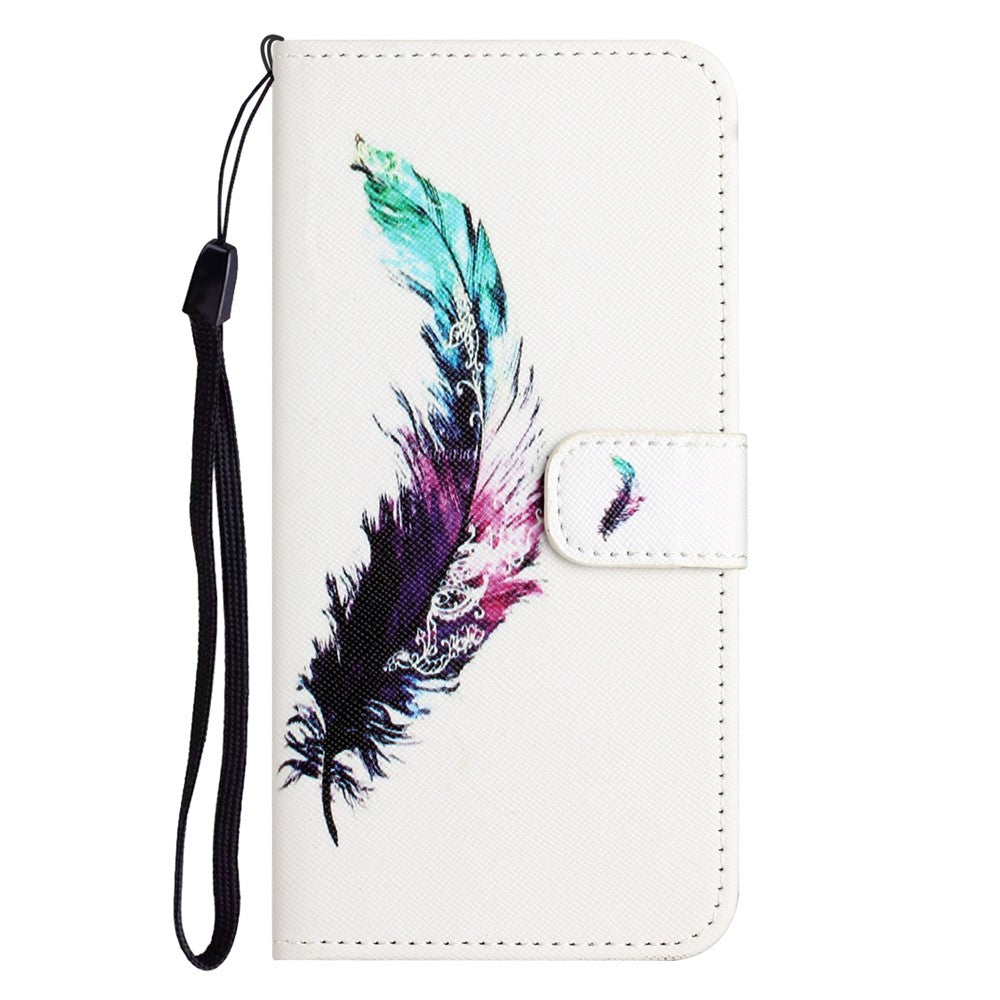 For Xiaomi Poco M8 Pro 5G / Redmi Note 15 Pro+ 5G (Global) Case Pattern Print PU Leather Wallet Phone Cover Cross Texture - Feather