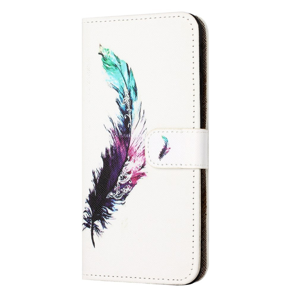 For Xiaomi Poco M8 Pro 5G / Redmi Note 15 Pro+ 5G (Global) Case Pattern Print PU Leather Wallet Phone Cover Cross Texture - Feather