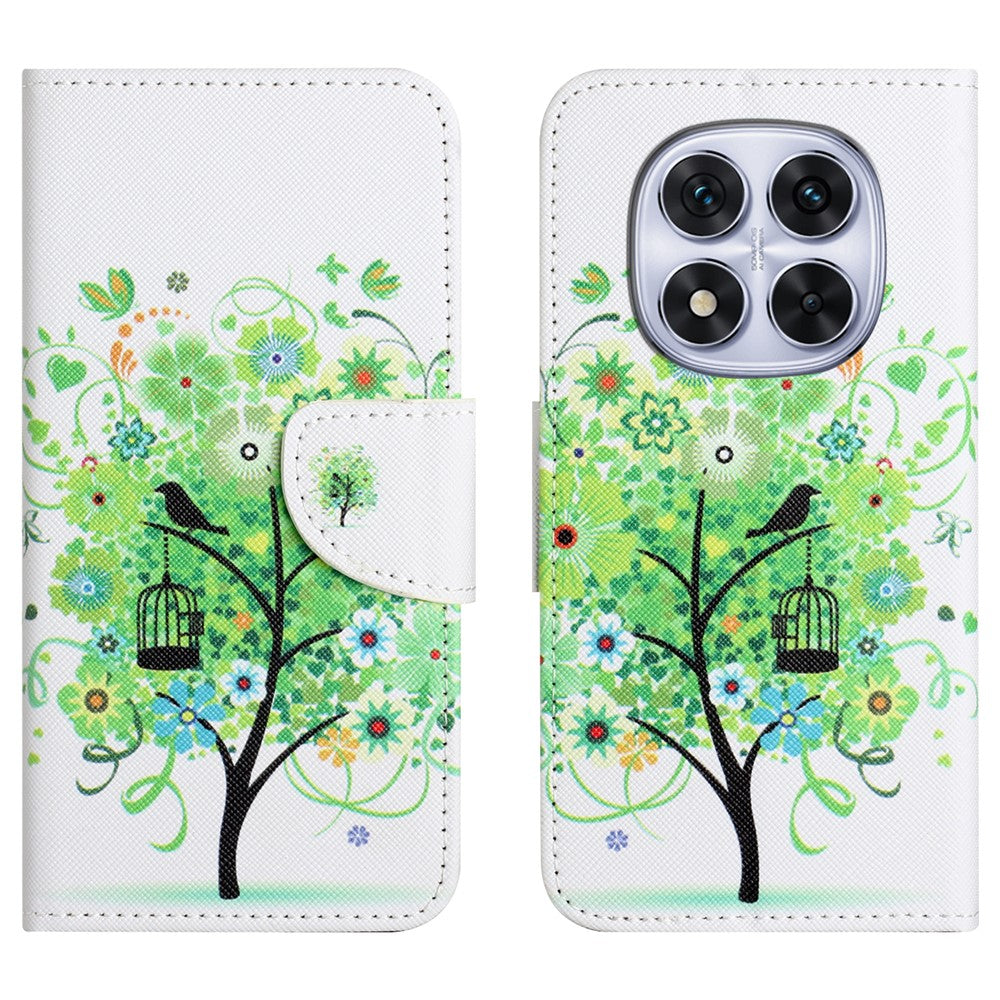 For Xiaomi Redmi Note 15 Pro 5G (Global) Case Pattern Printing Cross Texture Leather Phone Cover - Green Tree