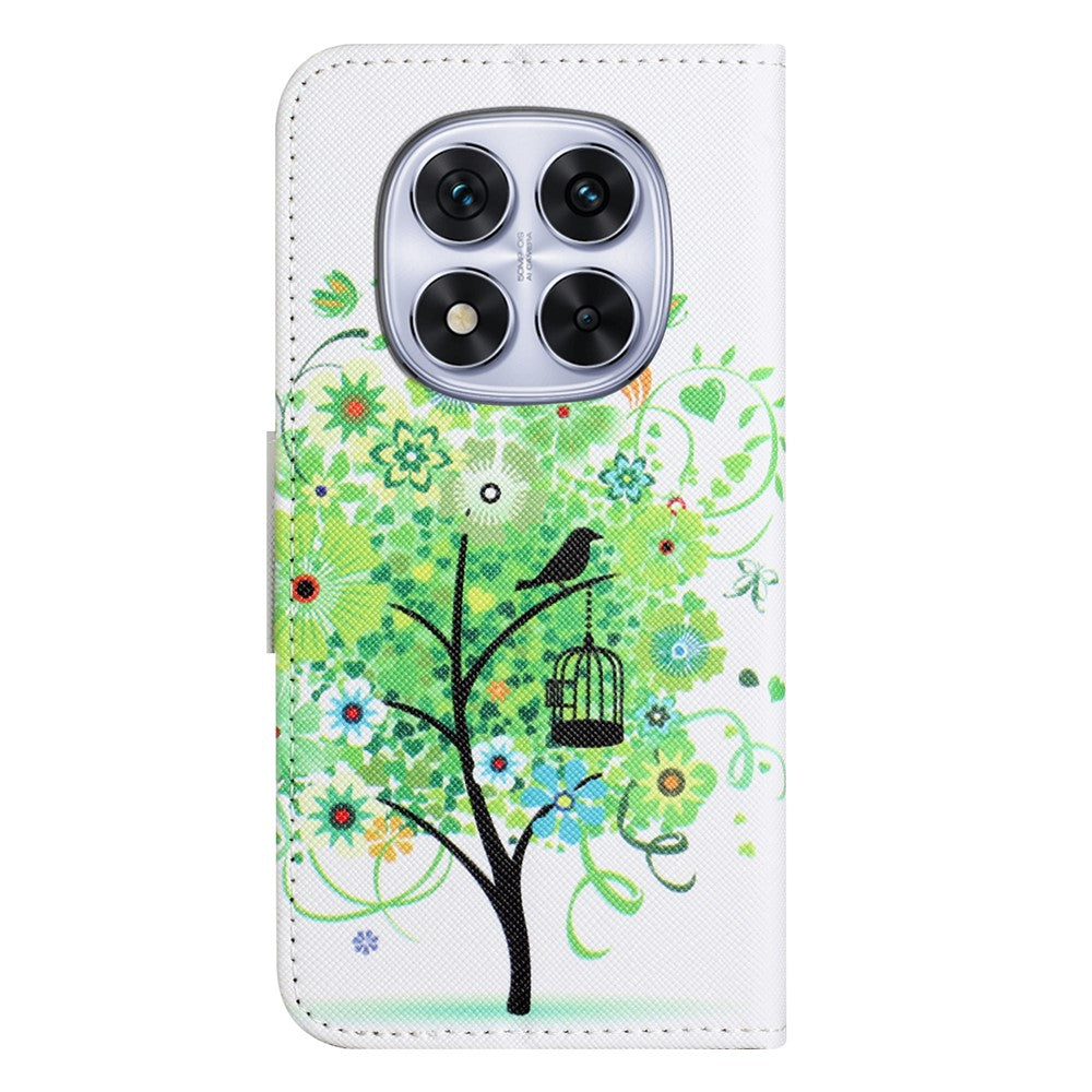 For Xiaomi Redmi Note 15 Pro 5G (Global) Case Pattern Printing Cross Texture Leather Phone Cover - Green Tree