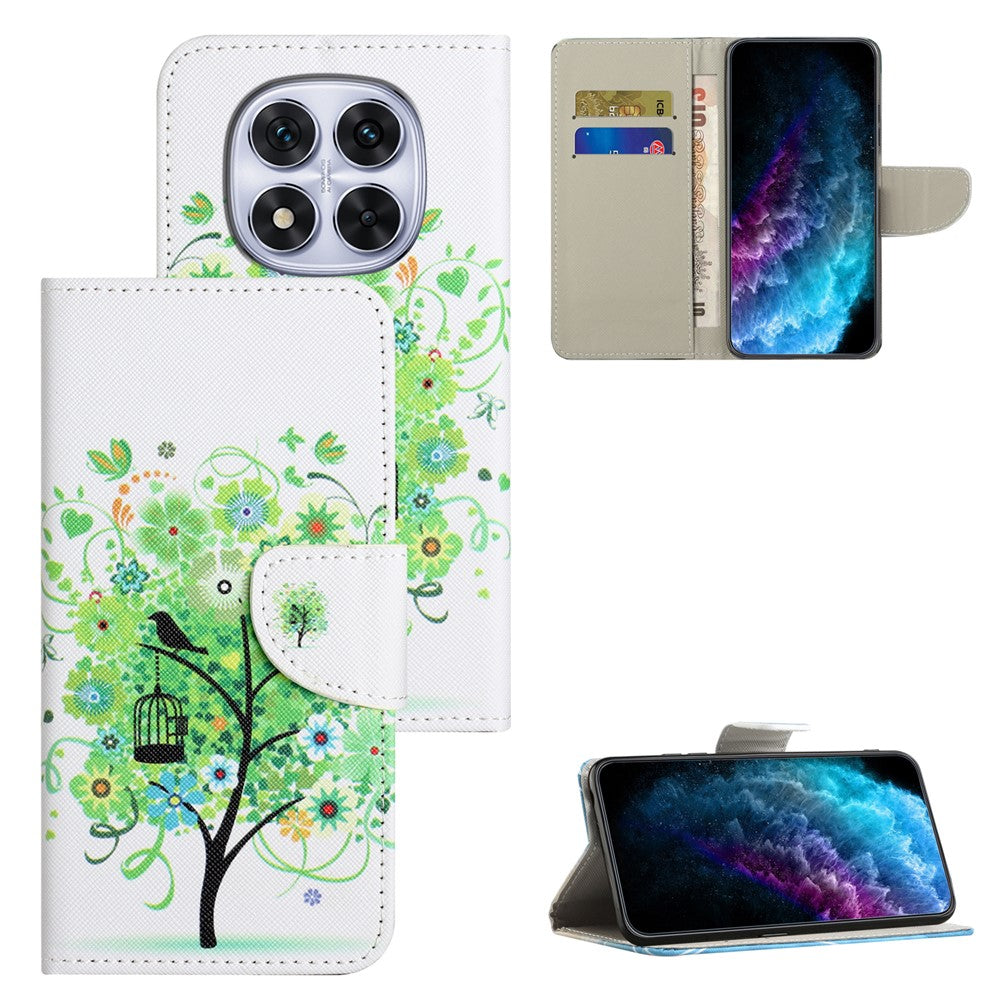 For Xiaomi Redmi Note 15 Pro 5G (Global) Case Pattern Printing Cross Texture Leather Phone Cover - Green Tree
