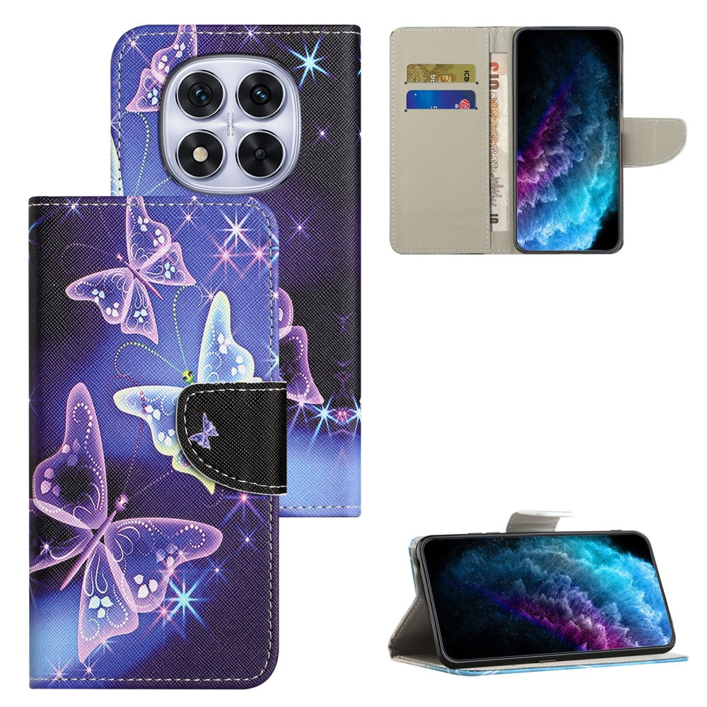 For Xiaomi Redmi Note 15 Pro 5G (Global) Case Pattern Printing Cross Texture Leather Phone Cover - Sparkling Butterfly