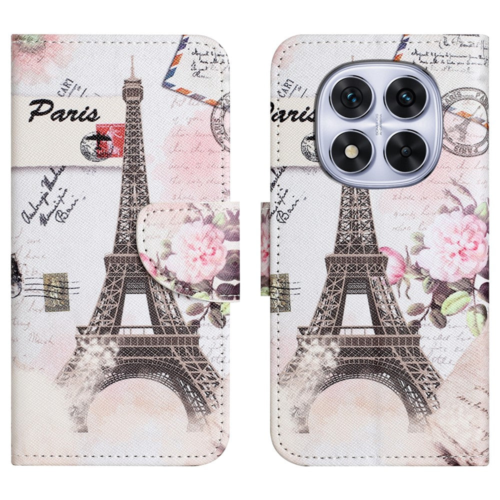 For Xiaomi Poco M8 Pro 5G / Redmi Note 15 Pro+ 5G (Global) Case Pattern Printing Cross Texture Leather Phone Cover - Tower