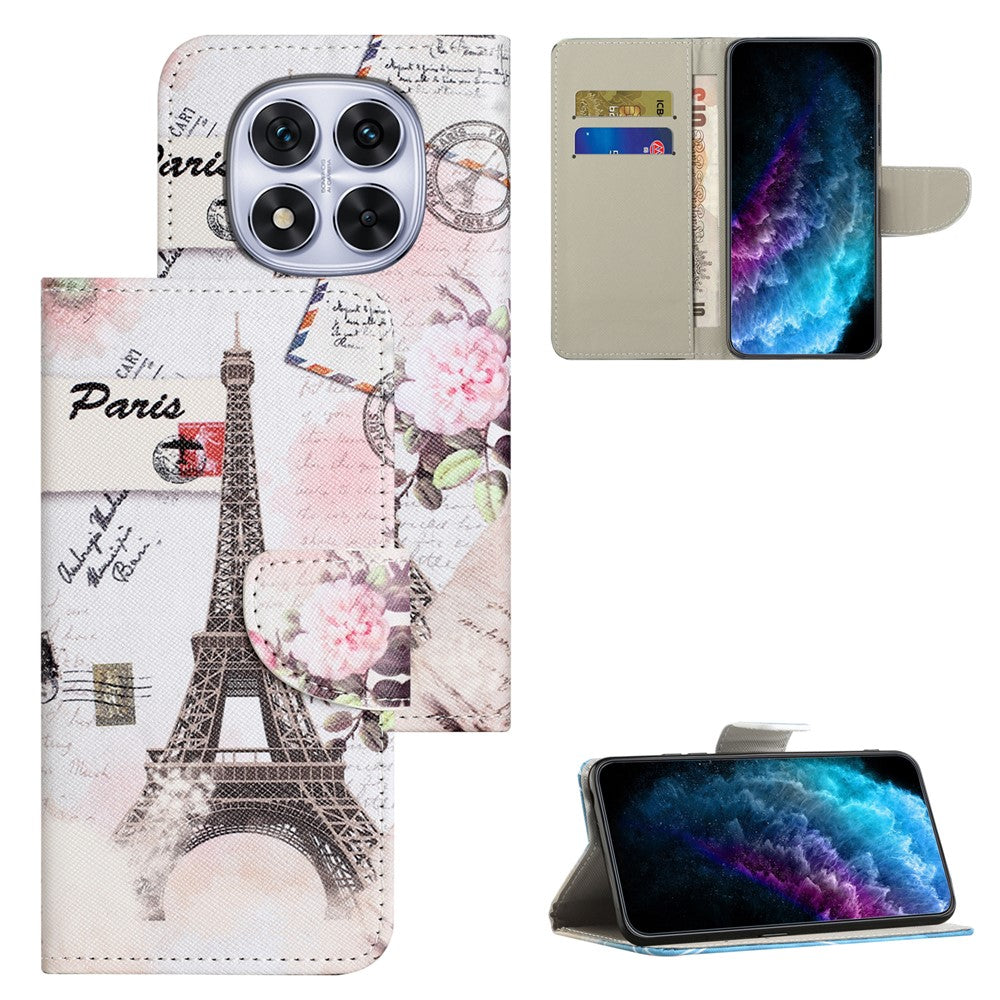 For Xiaomi Poco M8 Pro 5G / Redmi Note 15 Pro+ 5G (Global) Case Pattern Printing Cross Texture Leather Phone Cover - Tower
