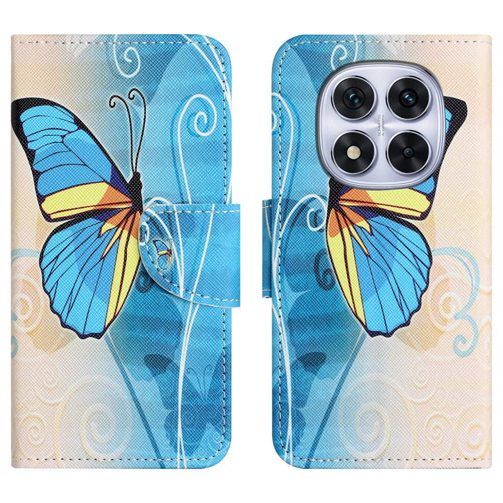For Xiaomi Poco M8 Pro 5G / Redmi Note 15 Pro+ 5G (Global) Case Pattern Printing Cross Texture Leather Phone Cover - Butterfly