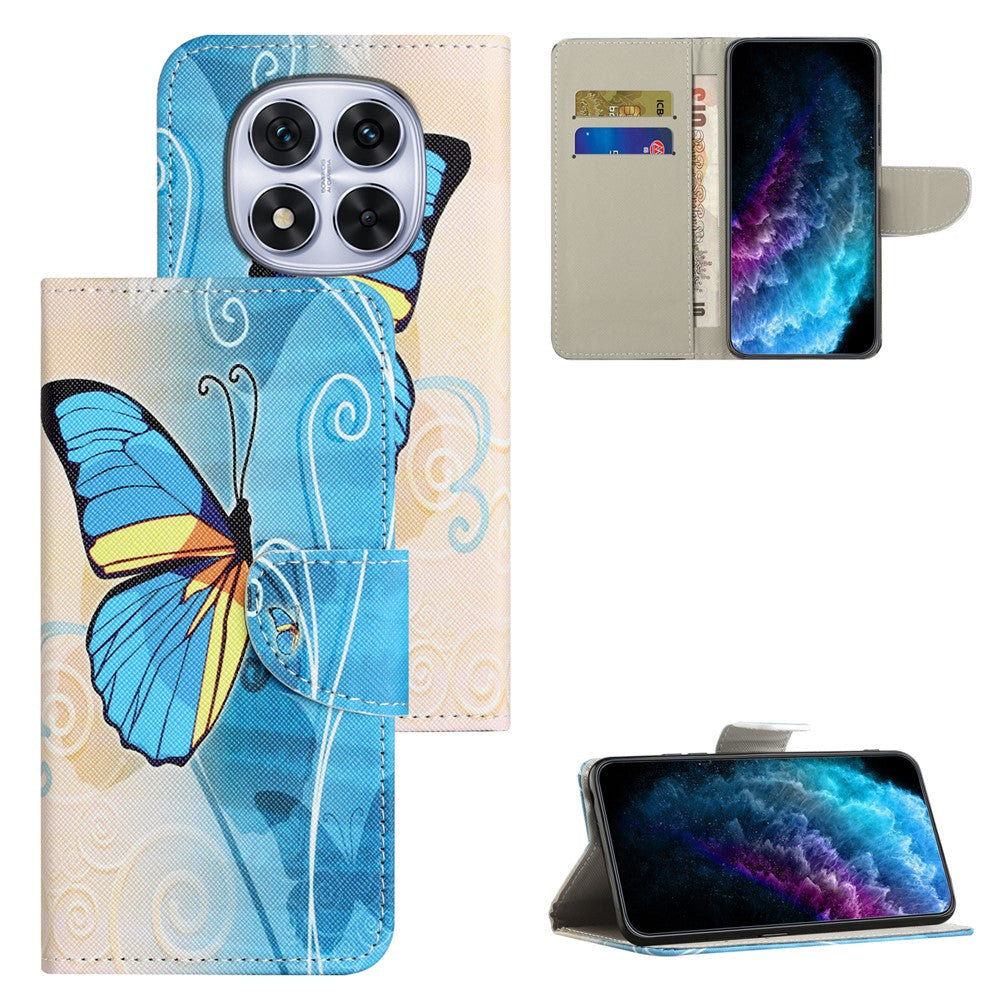 For Xiaomi Poco M8 Pro 5G / Redmi Note 15 Pro+ 5G (Global) Case Pattern Printing Cross Texture Leather Phone Cover - Butterfly