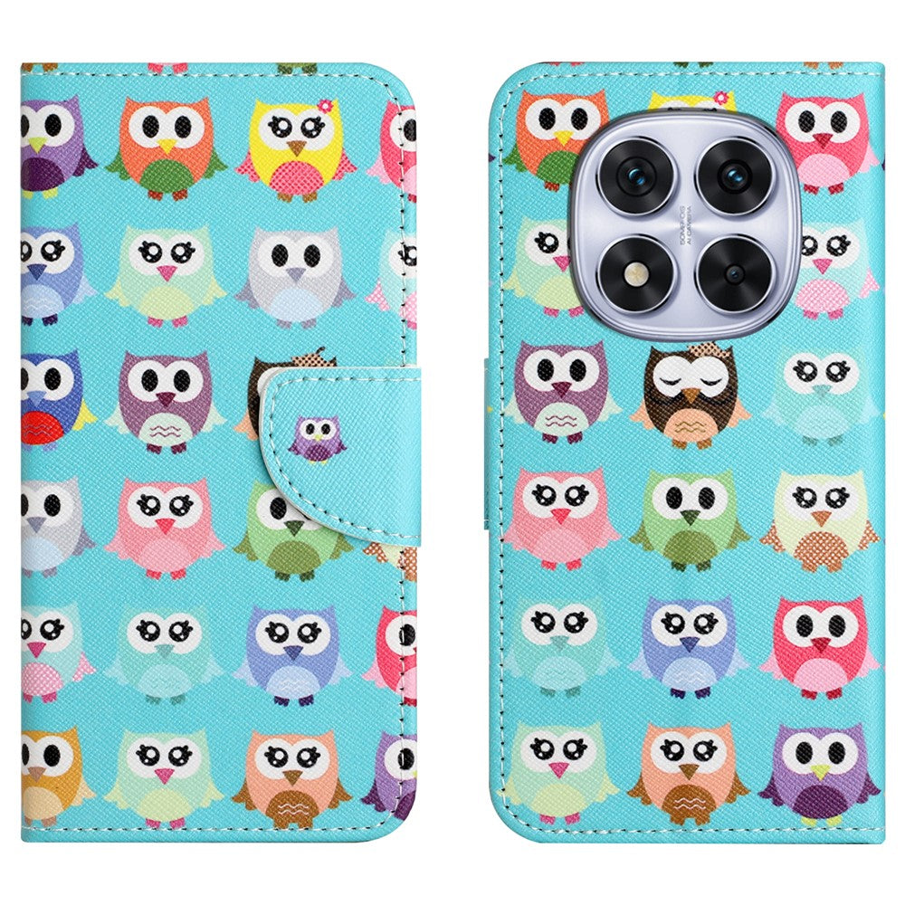 For Xiaomi Poco M8 Pro 5G / Redmi Note 15 Pro+ 5G (Global) Case Pattern Printing Cross Texture Leather Phone Cover - Owls