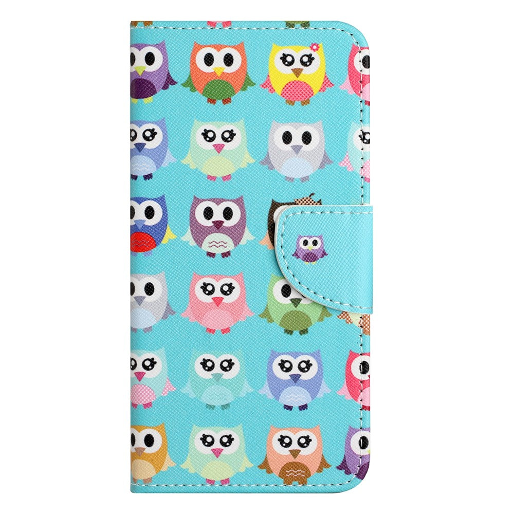 For Xiaomi Poco M8 Pro 5G / Redmi Note 15 Pro+ 5G (Global) Case Pattern Printing Cross Texture Leather Phone Cover - Owls