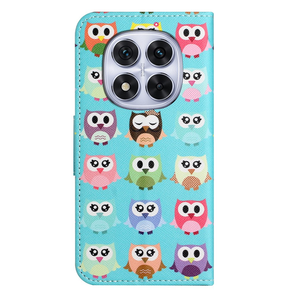 For Xiaomi Poco M8 Pro 5G / Redmi Note 15 Pro+ 5G (Global) Case Pattern Printing Cross Texture Leather Phone Cover - Owls