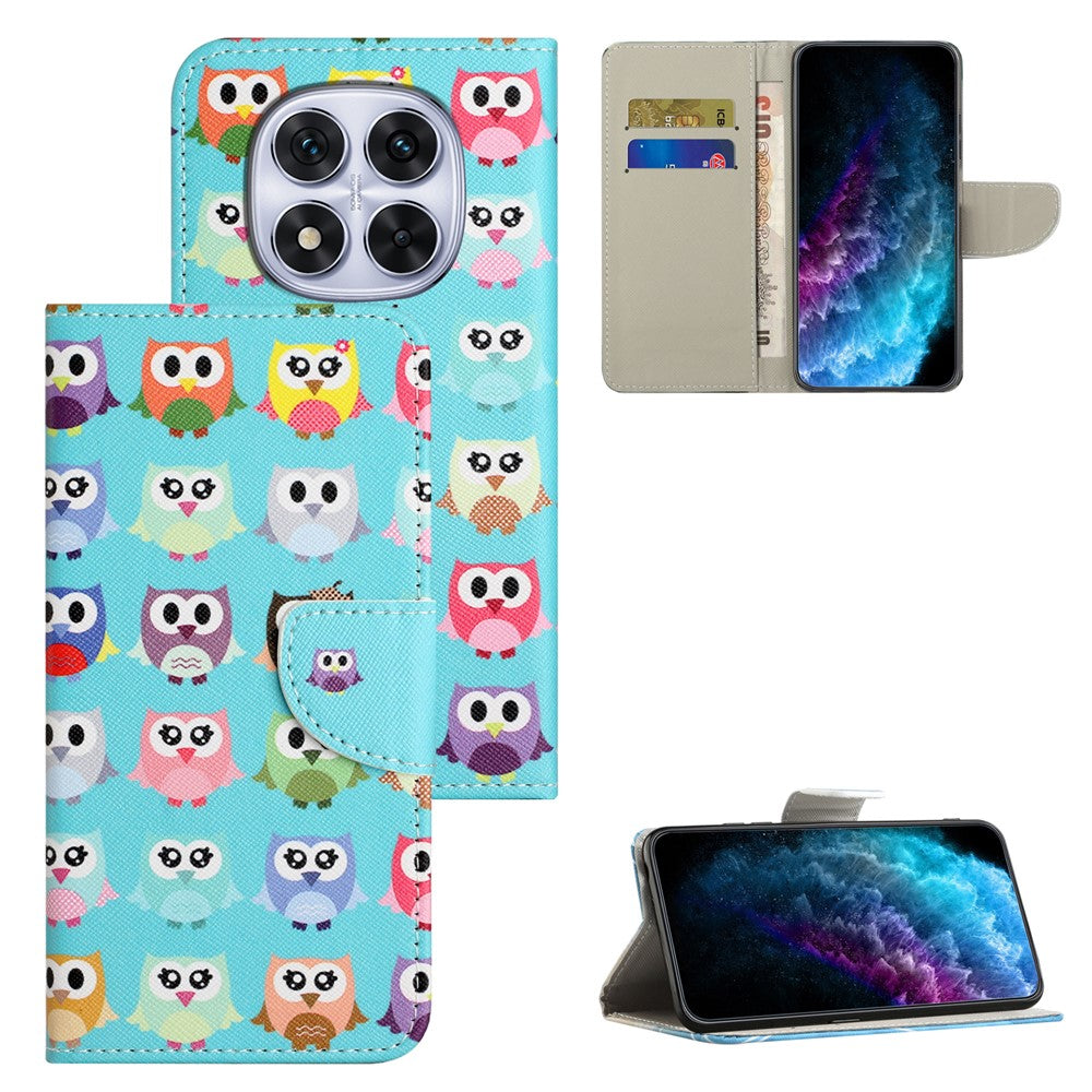 For Xiaomi Poco M8 Pro 5G / Redmi Note 15 Pro+ 5G (Global) Case Pattern Printing Cross Texture Leather Phone Cover - Owls
