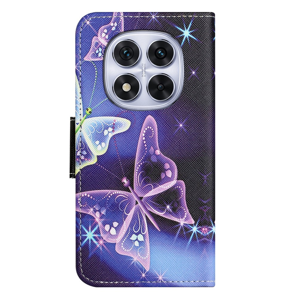 For Xiaomi Poco M8 Pro 5G / Redmi Note 15 Pro+ 5G (Global) Case Pattern Printing Cross Texture Leather Phone Cover - Sparkling Butterfly
