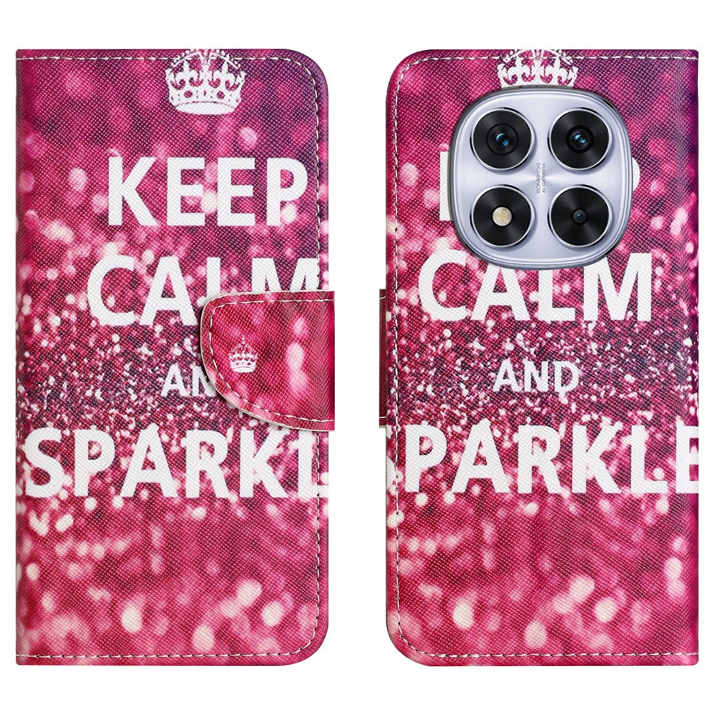 For Xiaomi Poco M8 Pro 5G / Redmi Note 15 Pro+ 5G (Global) Case Pattern Printing Cross Texture Leather Phone Cover - Keep Calm and Sparkle
