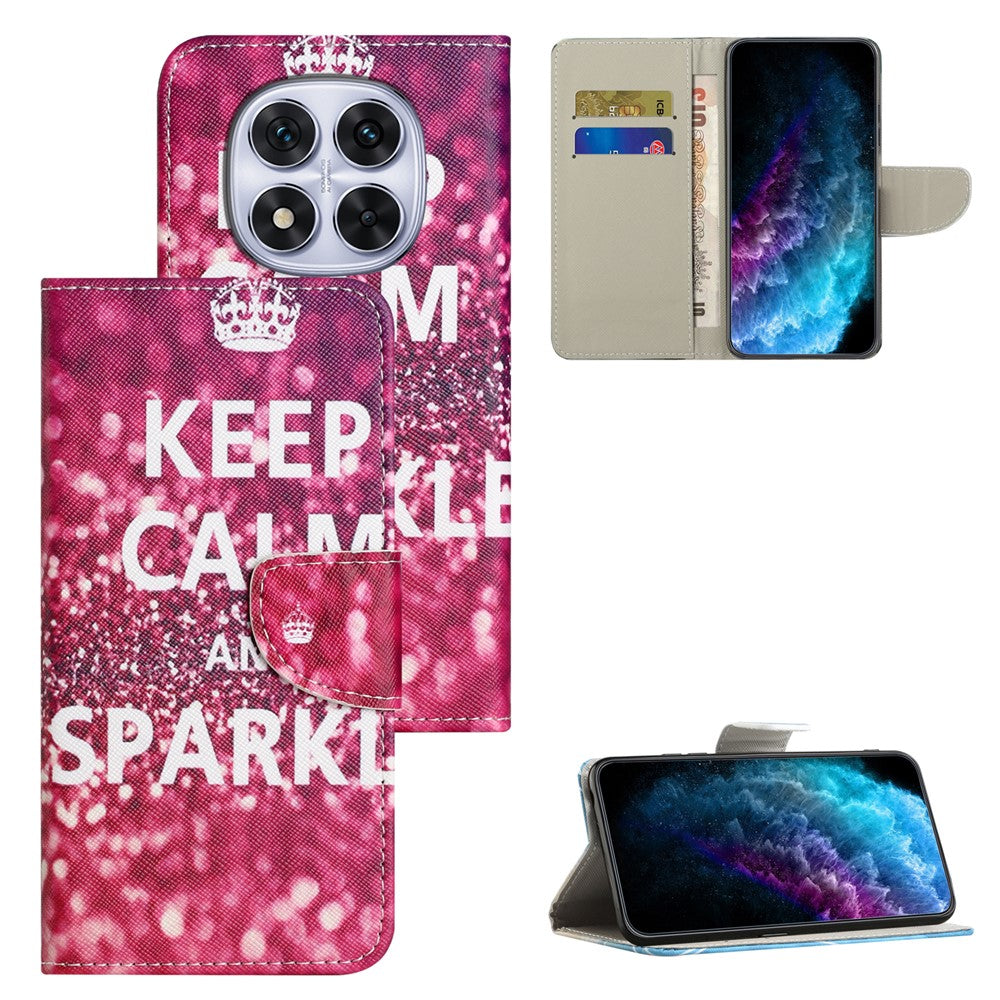For Xiaomi Poco M8 Pro 5G / Redmi Note 15 Pro+ 5G (Global) Case Pattern Printing Cross Texture Leather Phone Cover - Keep Calm and Sparkle