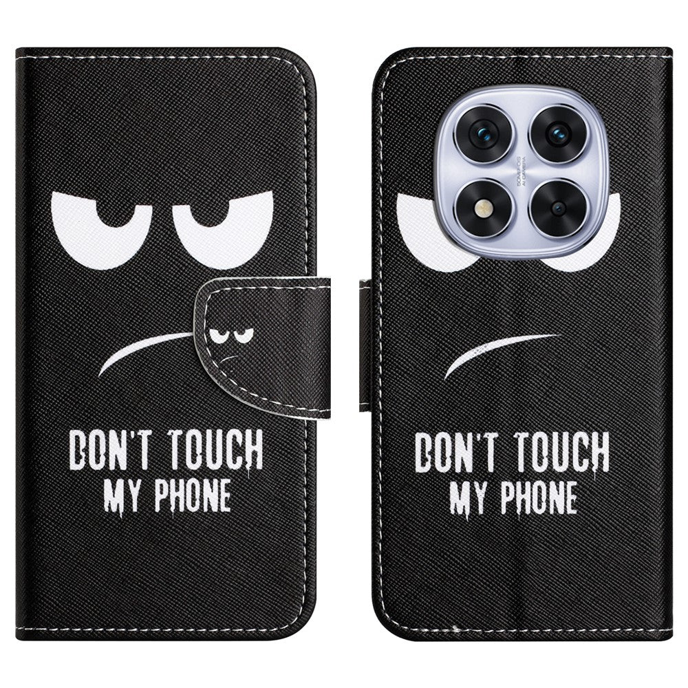 For Xiaomi Poco M8 Pro 5G / Redmi Note 15 Pro+ 5G (Global) Case Pattern Printing Cross Texture Leather Phone Cover - Don't Touch My Phone