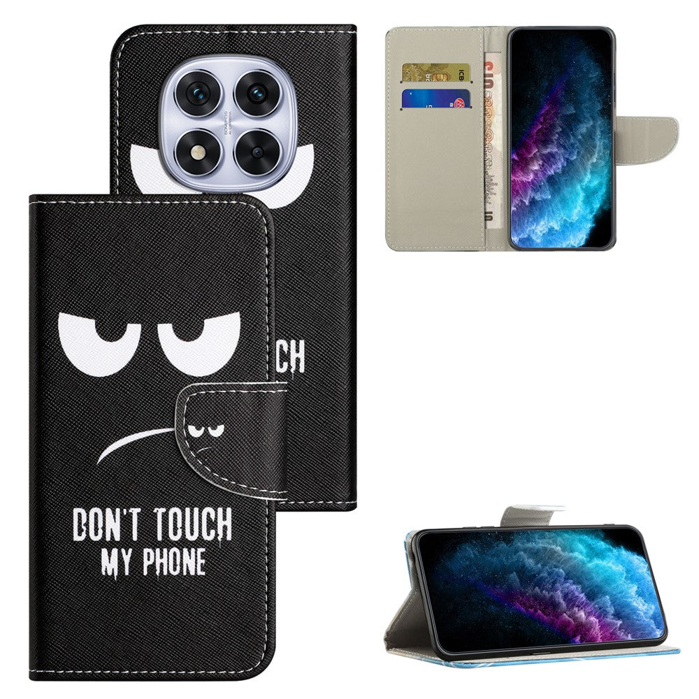 For Xiaomi Poco M8 Pro 5G / Redmi Note 15 Pro+ 5G (Global) Case Pattern Printing Cross Texture Leather Phone Cover - Don't Touch My Phone
