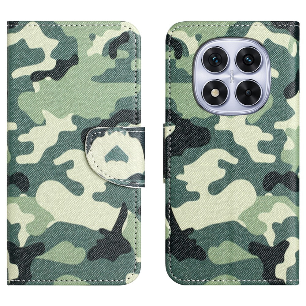 For Xiaomi Poco M8 Pro 5G / Redmi Note 15 Pro+ 5G (Global) Case Pattern Printing Cross Texture Leather Phone Cover - Camouflage