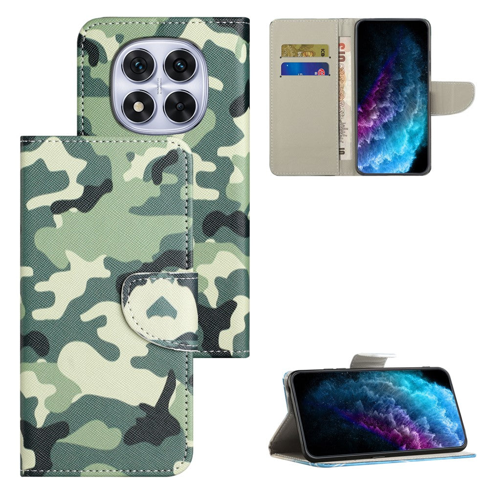 For Xiaomi Poco M8 Pro 5G / Redmi Note 15 Pro+ 5G (Global) Case Pattern Printing Cross Texture Leather Phone Cover - Camouflage