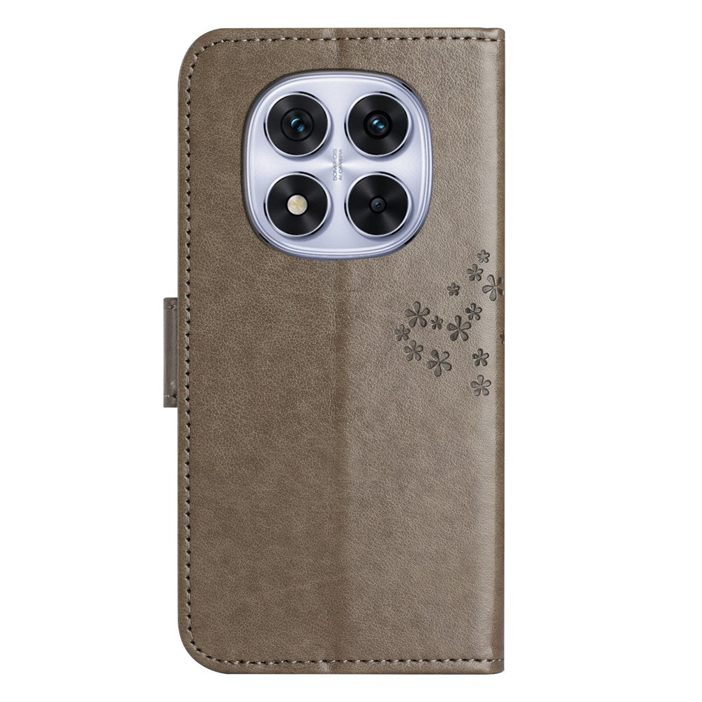 For Xiaomi Redmi Note 15 Pro 5G (Global) Case PU Leather Owl Tree Imprinted Wallet Phone Cover with Strap - Grey