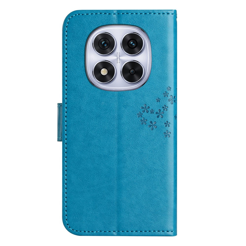 For Xiaomi Redmi Note 15 Pro 5G (Global) Case PU Leather Owl Tree Imprinted Wallet Phone Cover with Strap - Blue