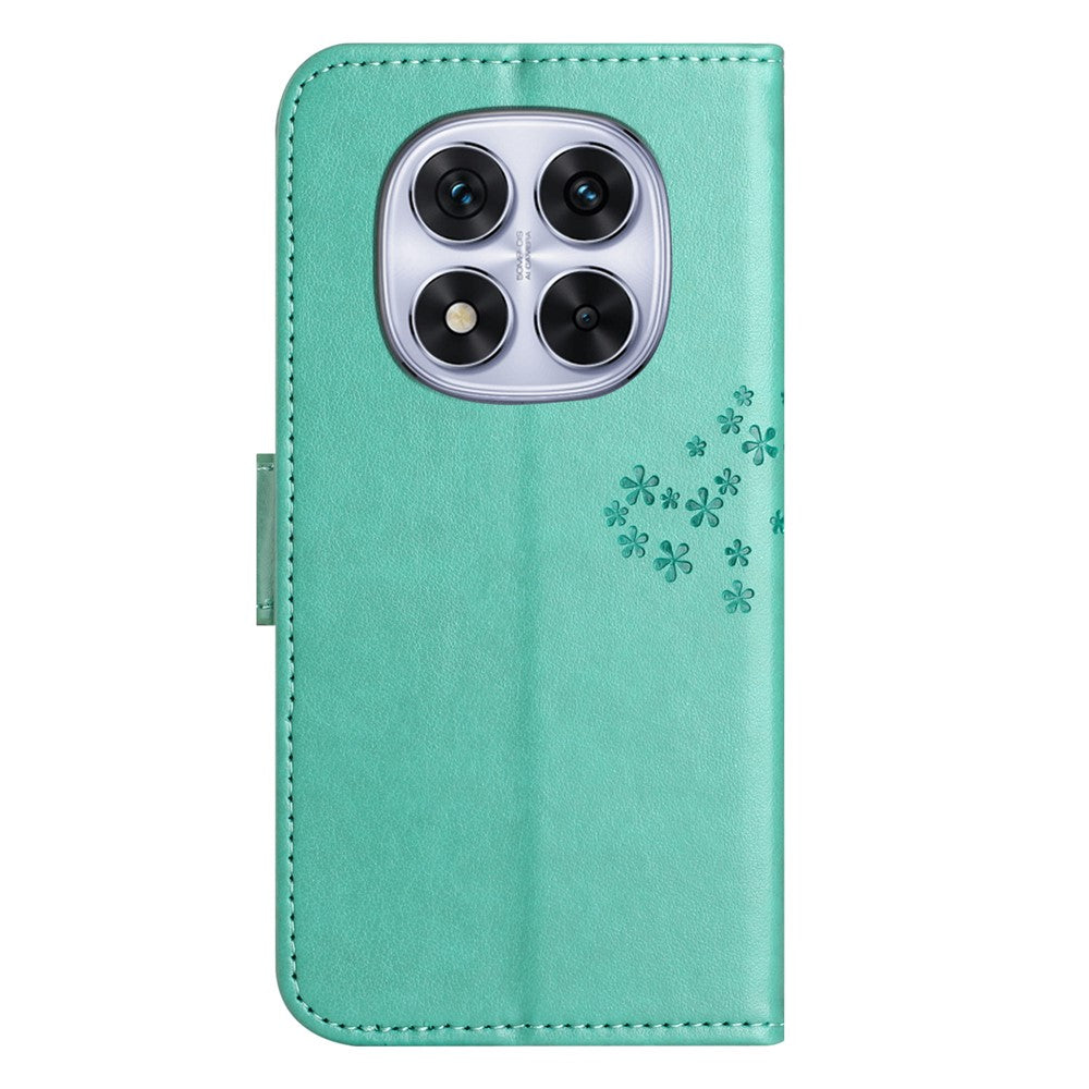 For Xiaomi Redmi Note 15 Pro 5G (Global) Case PU Leather Owl Tree Imprinted Wallet Phone Cover with Strap - Cyan