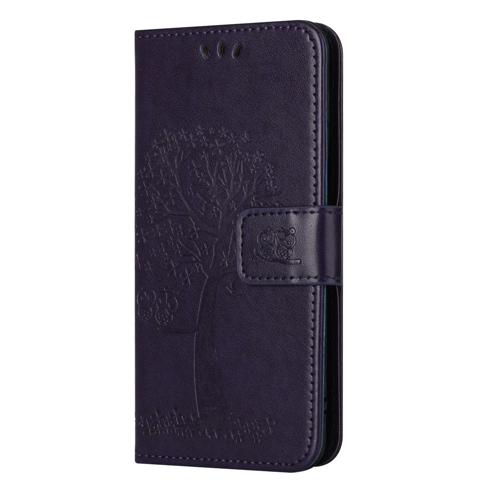 For Xiaomi Redmi Note 15 Pro 5G (Global) Case PU Leather Owl Tree Imprinted Wallet Phone Cover with Strap - Dark Blue
