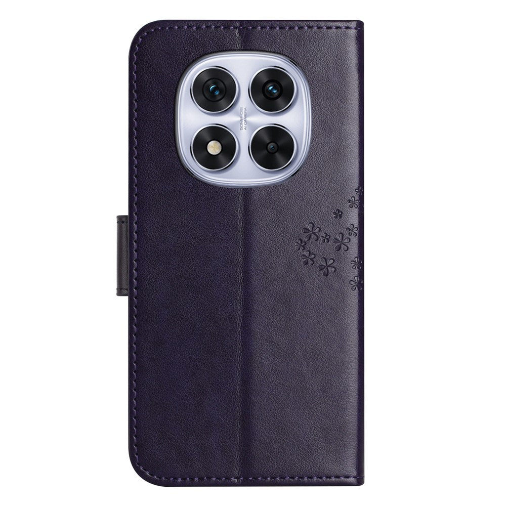 For Xiaomi Redmi Note 15 Pro 5G (Global) Case PU Leather Owl Tree Imprinted Wallet Phone Cover with Strap - Dark Blue
