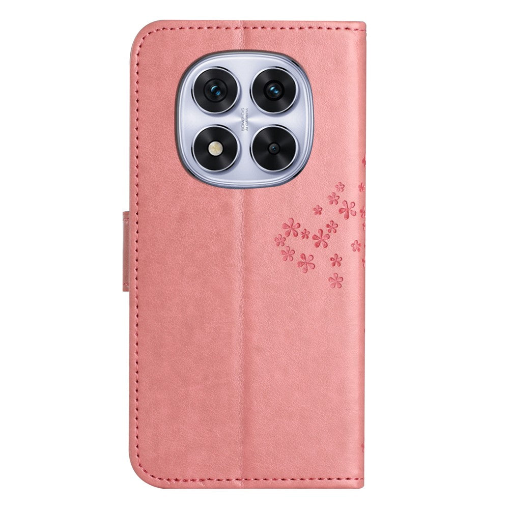 For Xiaomi Poco M8 Pro 5G / Redmi Note 15 Pro+ 5G (Global) Case PU Leather Owl Tree Imprinted Wallet Phone Cover with Strap - Pink