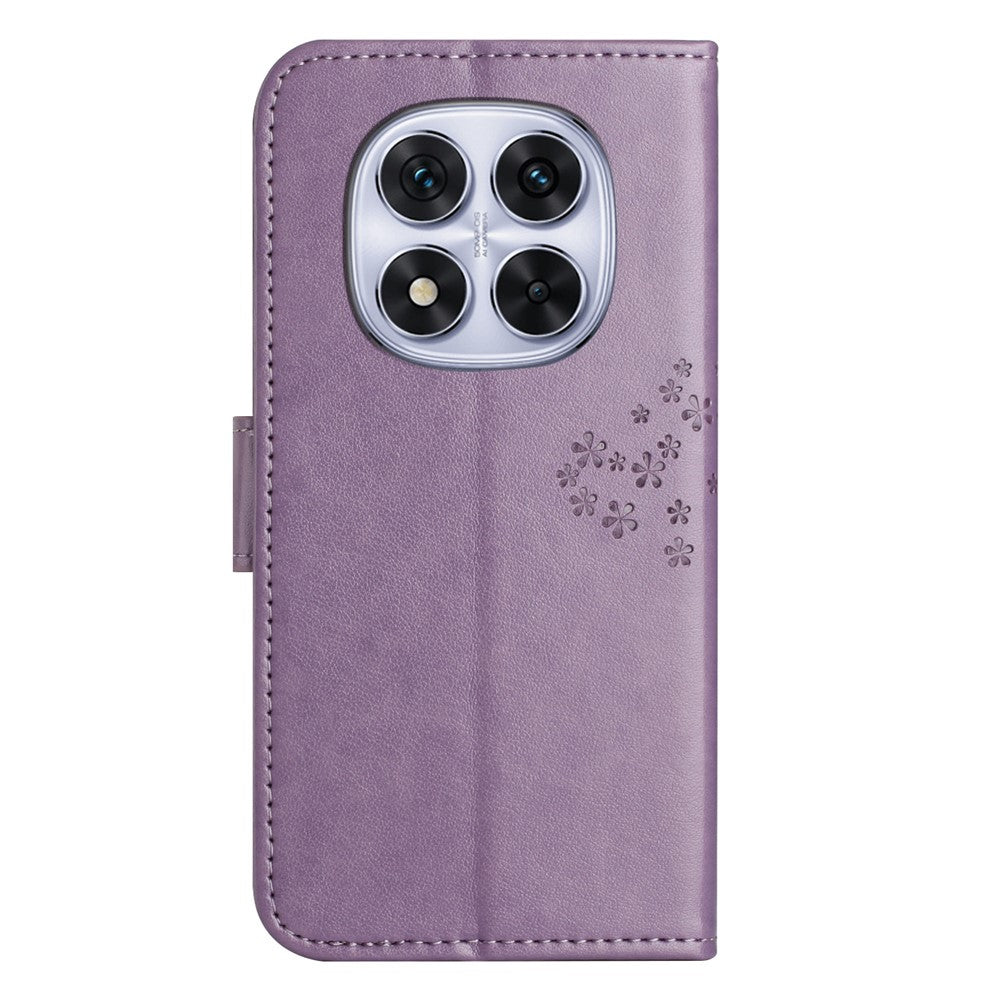 For Xiaomi Poco M8 Pro 5G / Redmi Note 15 Pro+ 5G (Global) Case PU Leather Owl Tree Imprinted Wallet Phone Cover with Strap - Purple