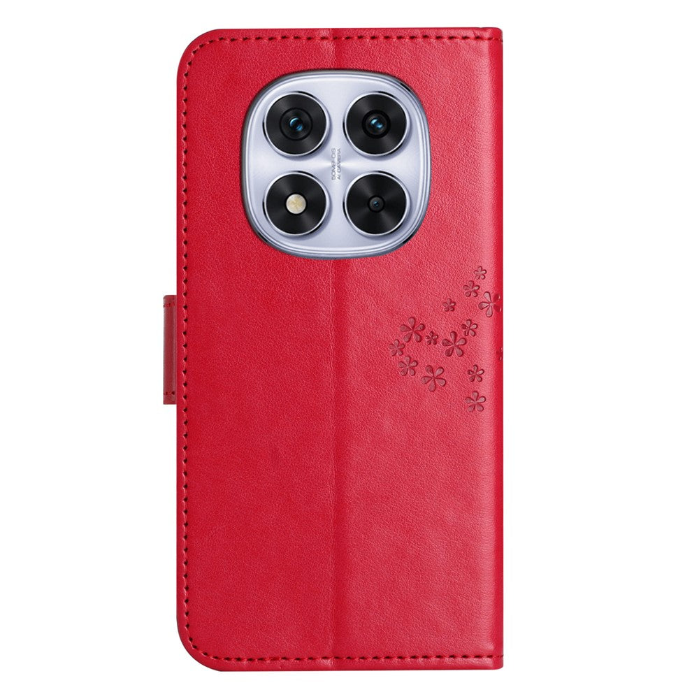 For Xiaomi Poco M8 Pro 5G / Redmi Note 15 Pro+ 5G (Global) Case PU Leather Owl Tree Imprinted Wallet Phone Cover with Strap - Red