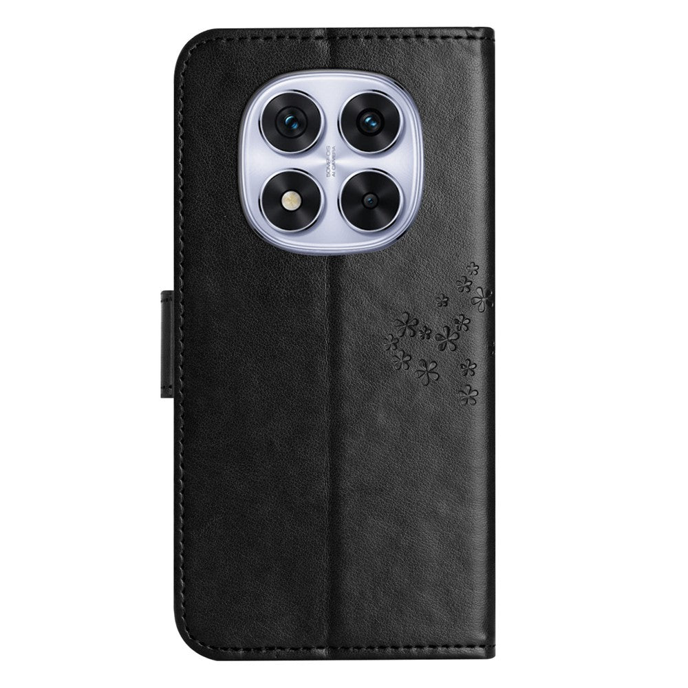 For Xiaomi Poco M8 Pro 5G / Redmi Note 15 Pro+ 5G (Global) Case PU Leather Owl Tree Imprinted Wallet Phone Cover with Strap - Black