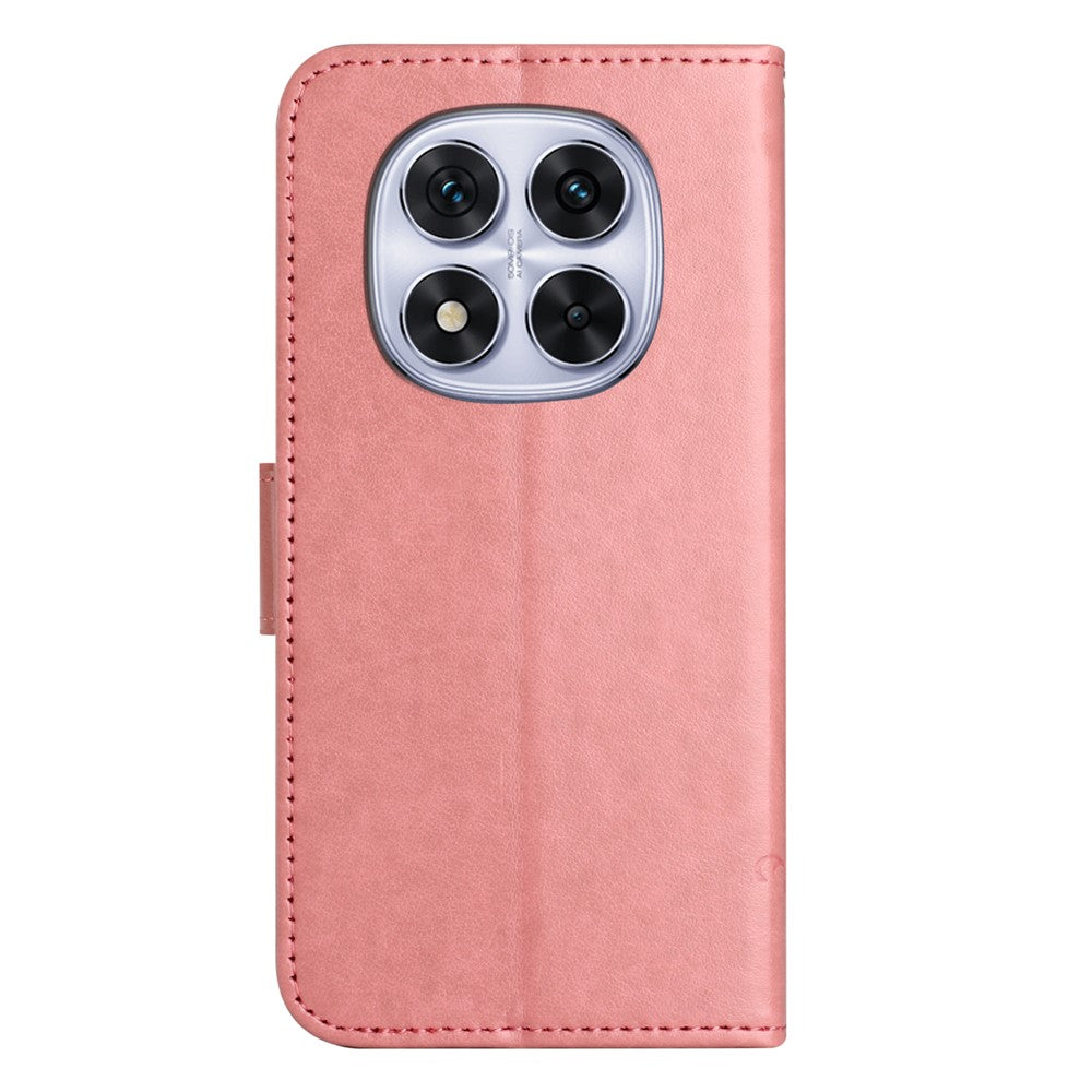 For Xiaomi Redmi Note 15 Pro 5G (Global) Case Wallet Stand Imprinted Butterfly Flower PU Leather Phone Cover - Pink