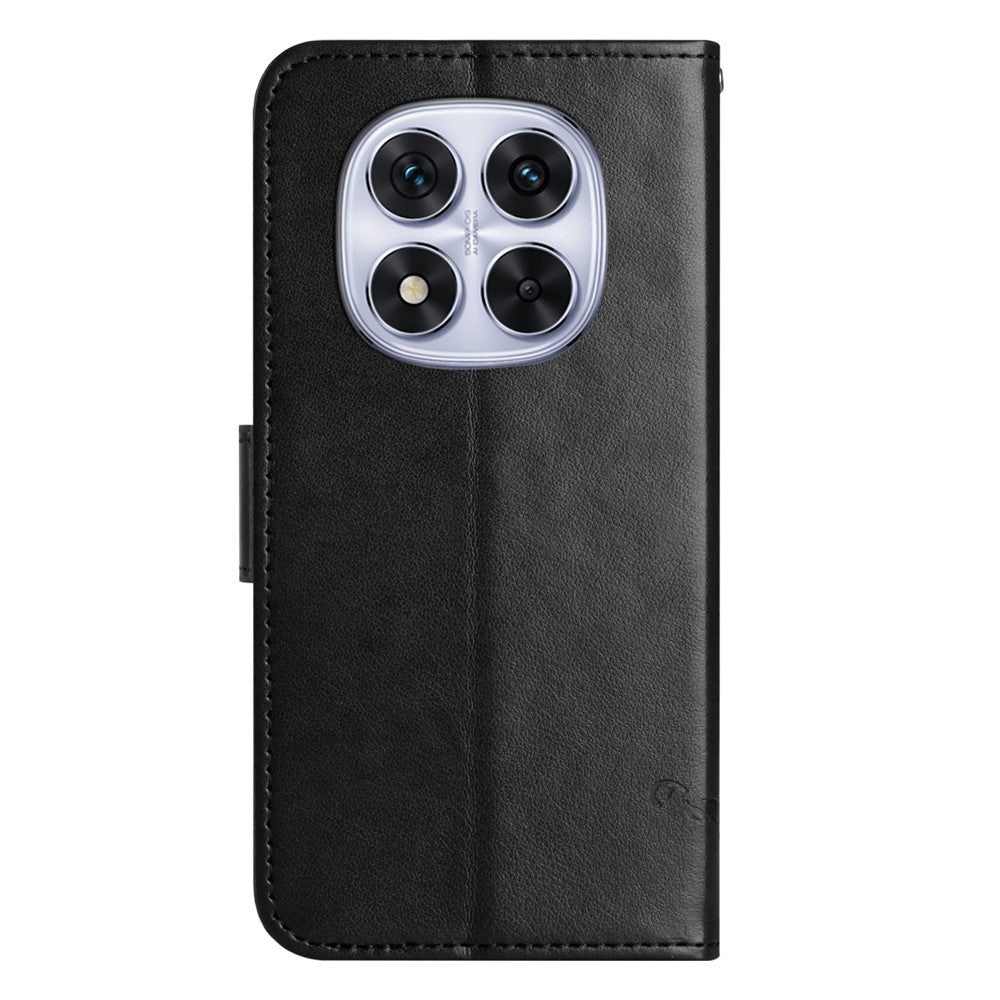 For Xiaomi Redmi Note 15 Pro 5G (Global) Case Wallet Stand Imprinted Butterfly Flower PU Leather Phone Cover - Black