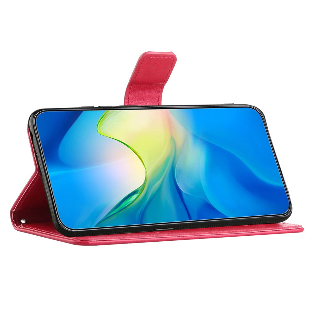 For Xiaomi Redmi Note 15 Pro 5G (Global) Case Wallet Stand Imprinted Butterfly Flower PU Leather Phone Cover - Red