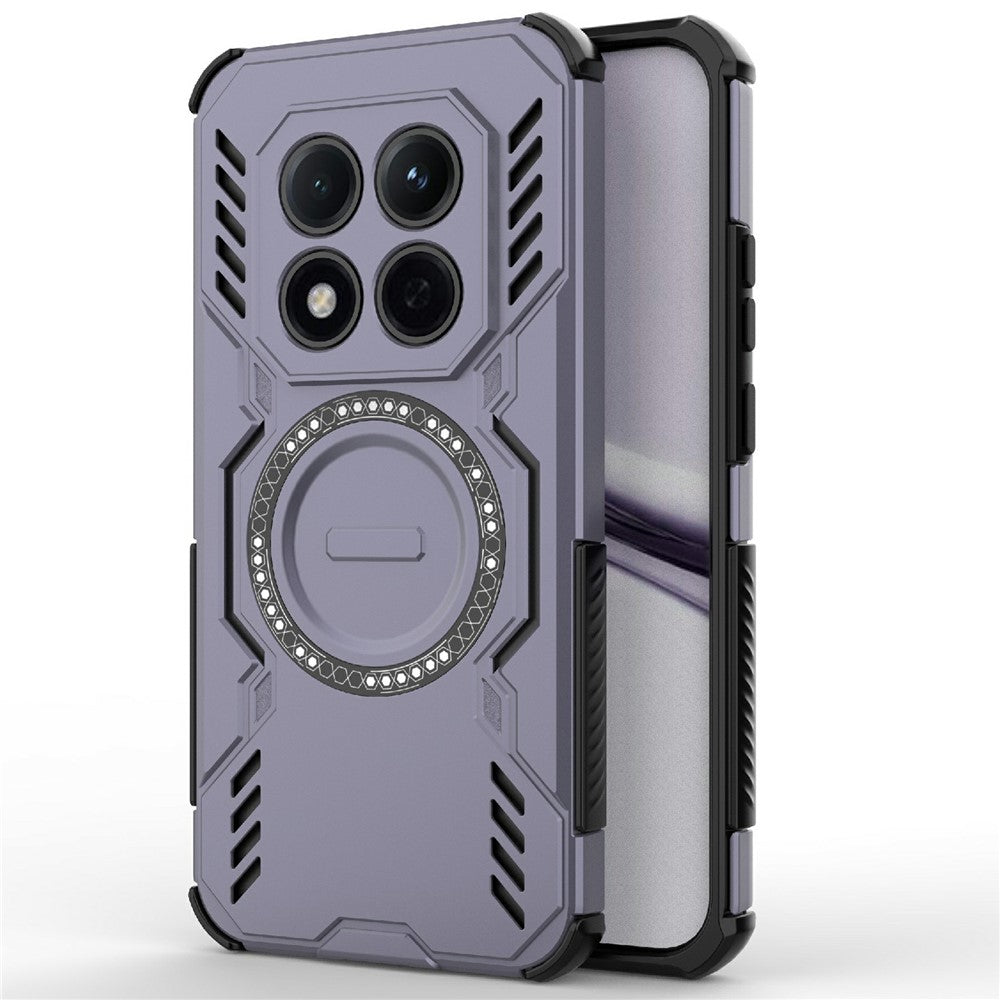 For Xiaomi Redmi Note 15 Pro 5G (Global) Magnetic Case Butterfly Armor Hollow Heat Dissipation PC + TPU Phone Cover - Purple
