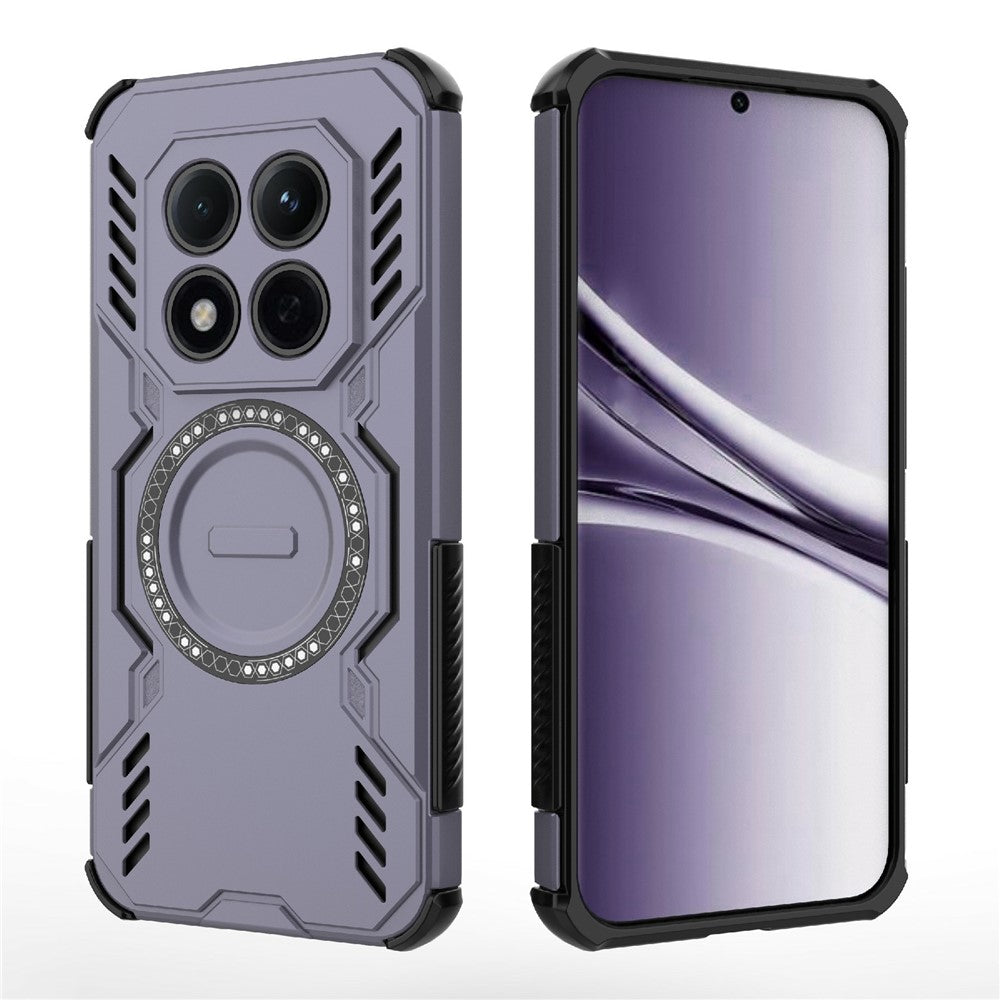 For Xiaomi Redmi Note 15 Pro 5G (Global) Magnetic Case Butterfly Armor Hollow Heat Dissipation PC + TPU Phone Cover - Purple